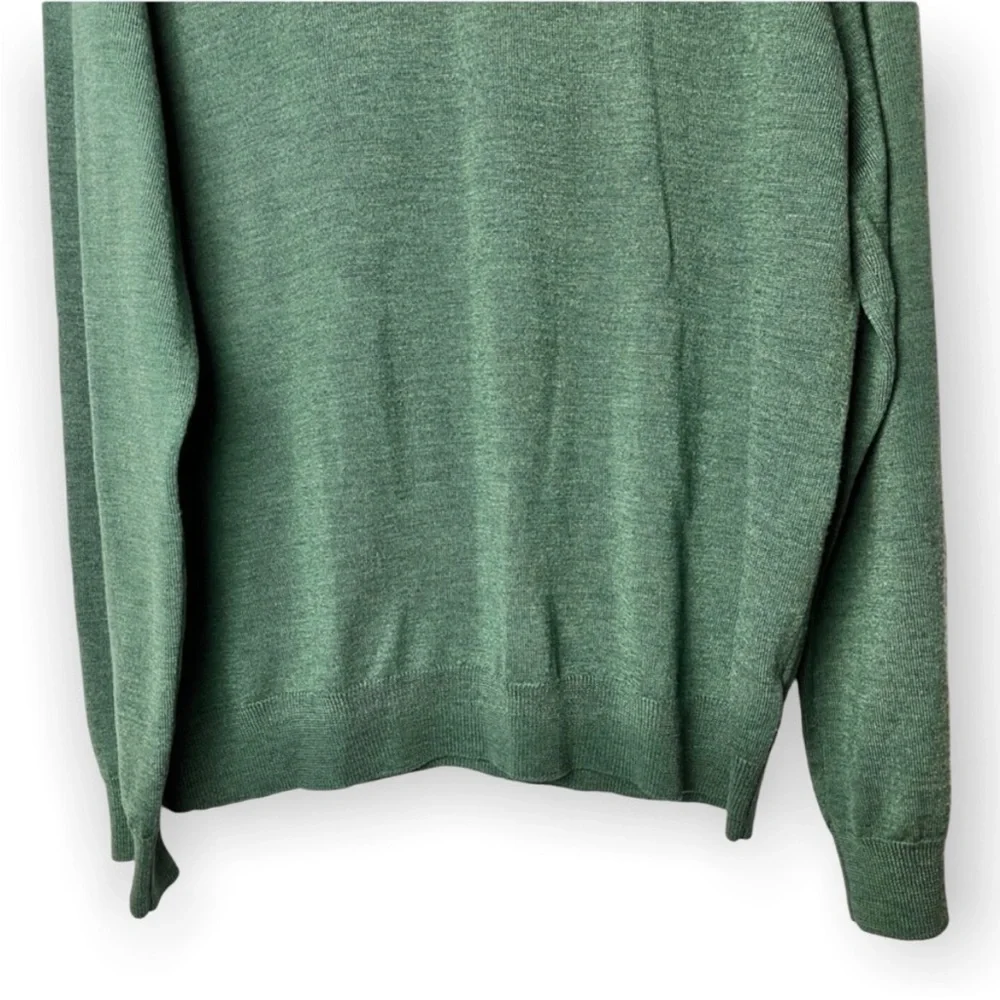 J.Crew men’s 100% Italian Merino wool v-neck forest green long sleeve size XL